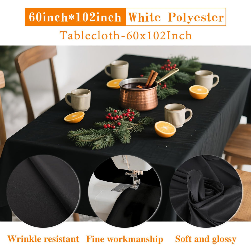 10 Pack Black Table Cloth Rectangle 60X102 Inch Fit 6FT Table