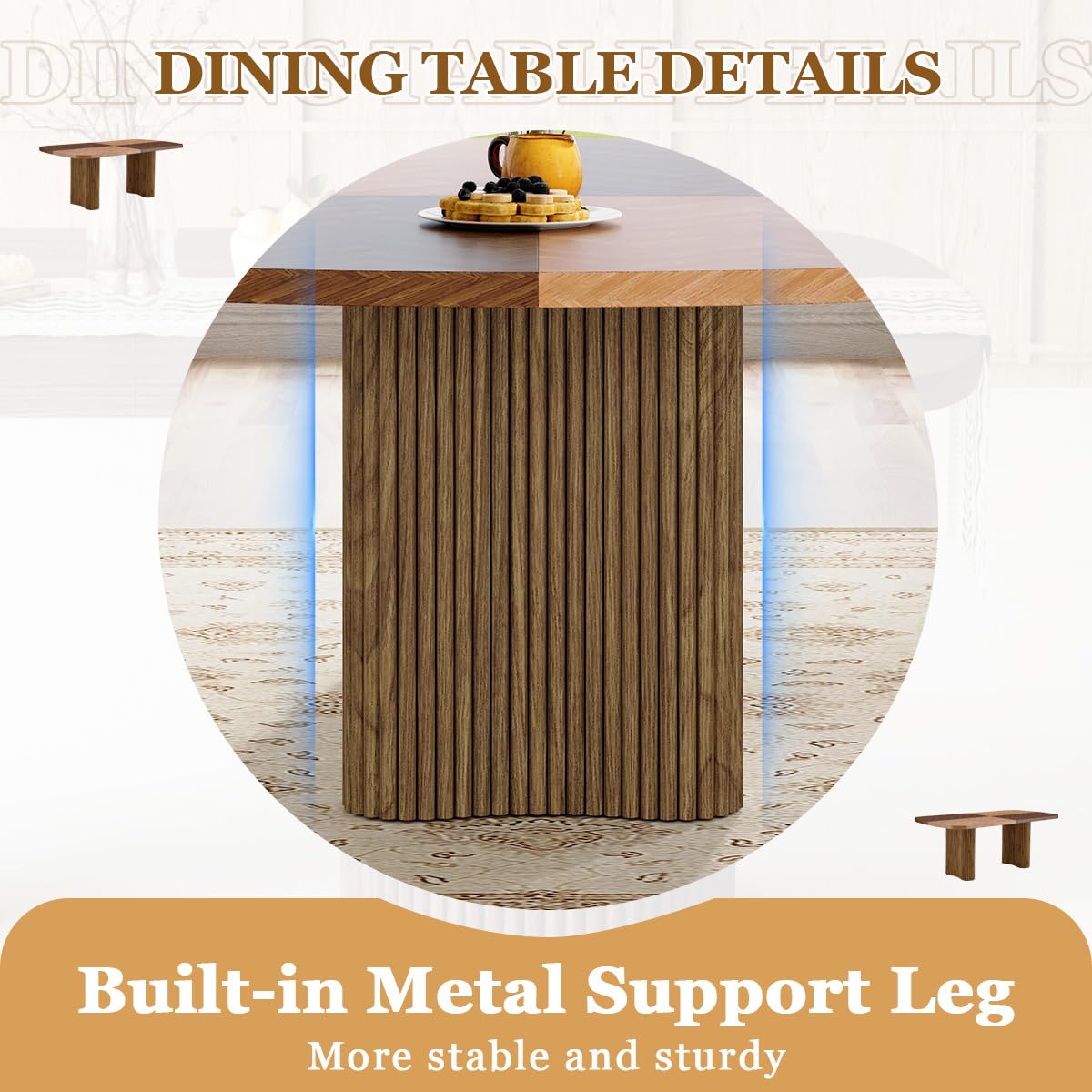 Dining Room Table Set for 10, Large 78.7" Rectangular Dining Table Set for 10 with Cushioned Chairs, Modern Mid-Century
