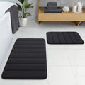 Bathroom Rugs Sets 2 Piece, Memory Foam Non Slip Extra Soft Absorbent Machine Washable Toilet Bath Mats (Black