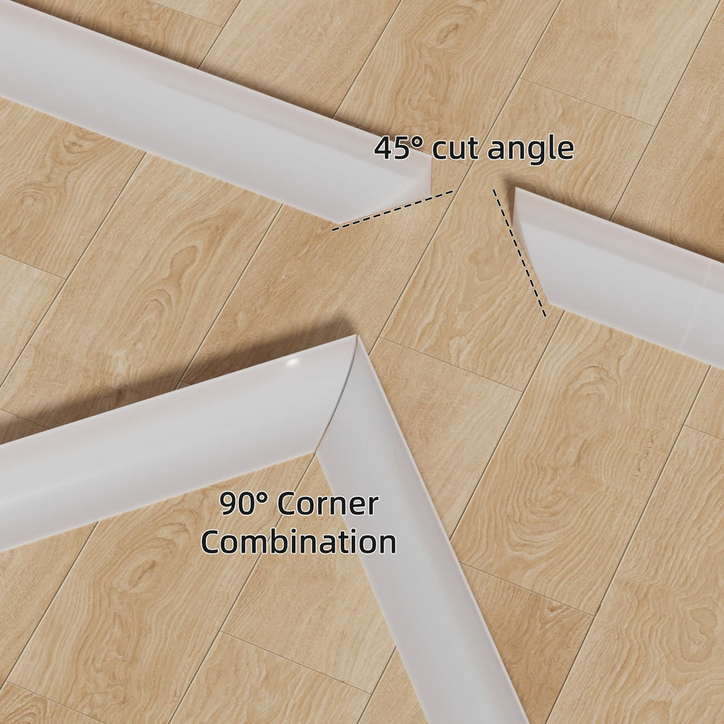 9.8' Flexible Quarter Round Molding, Peel and Stick Shoe Molding Baseboard,Selfadhesive Corner Trim for Wall Floor