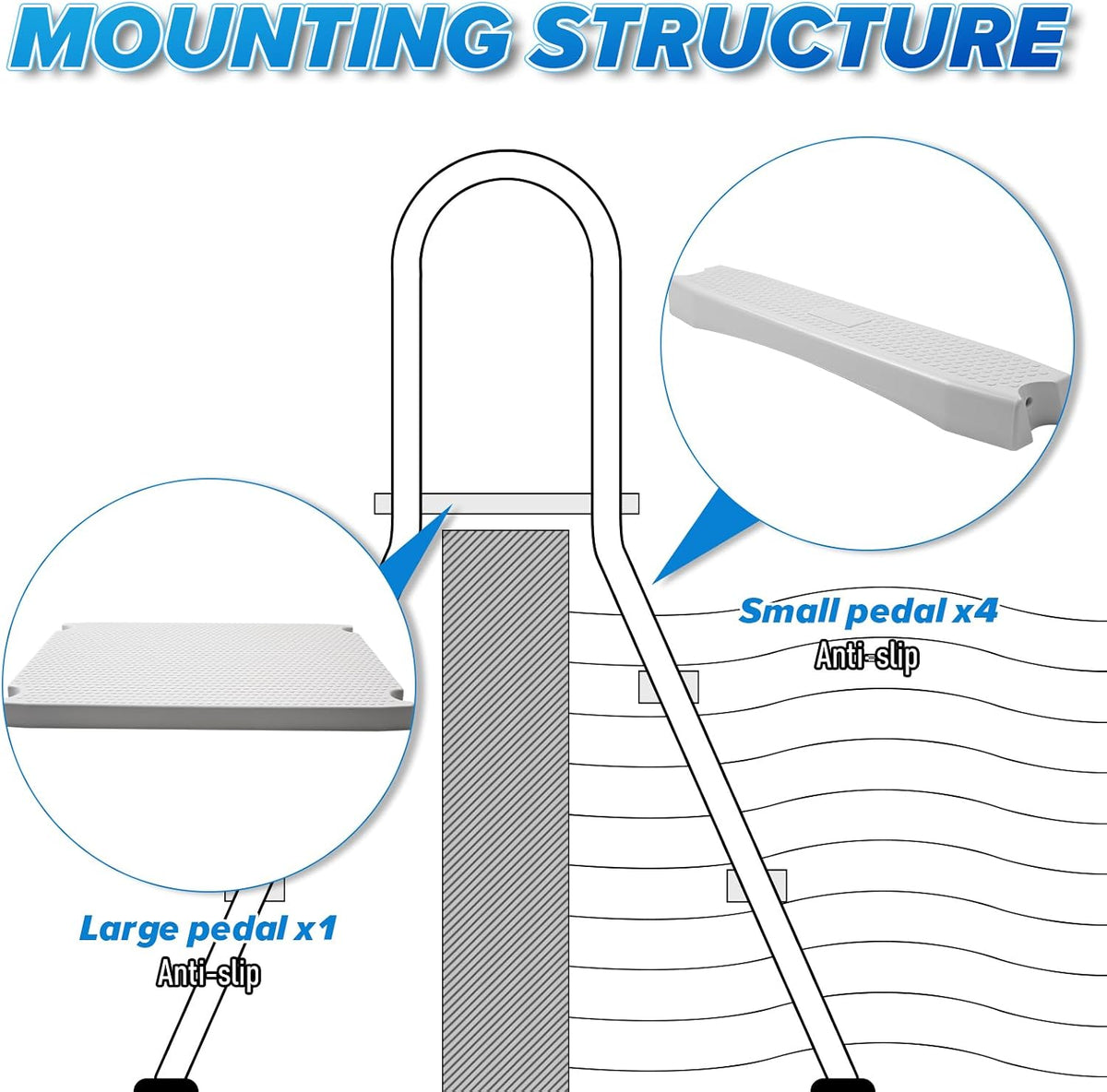 Above Ground Pool Ladder,34" Heavy Duty Luxury Pool Ladder with Platform,2-Steps,Swimming Frame Pool Ladder,304