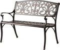 Cast Aluminum Patio Bench | Antique Bronze Finish | Heavy Duty Rust Free Metal Construction | Lightweight |