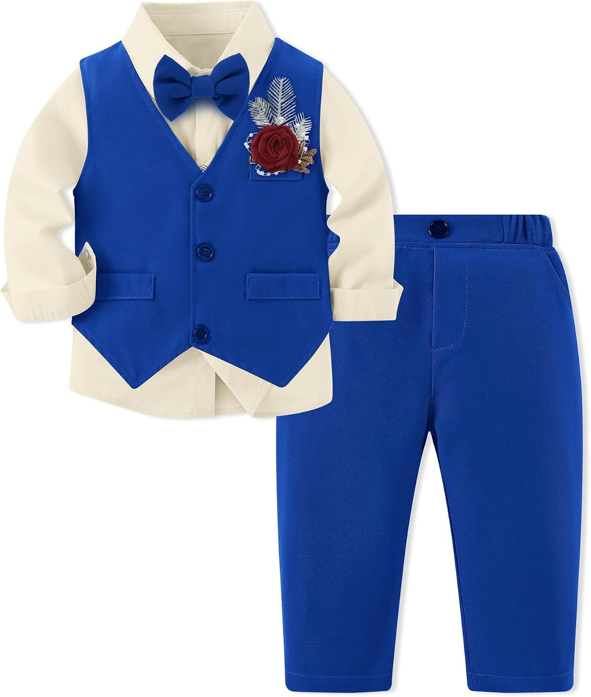 Toddler Boy Suit 5PCS Dress Clothes Formal Wedding Outfit Set