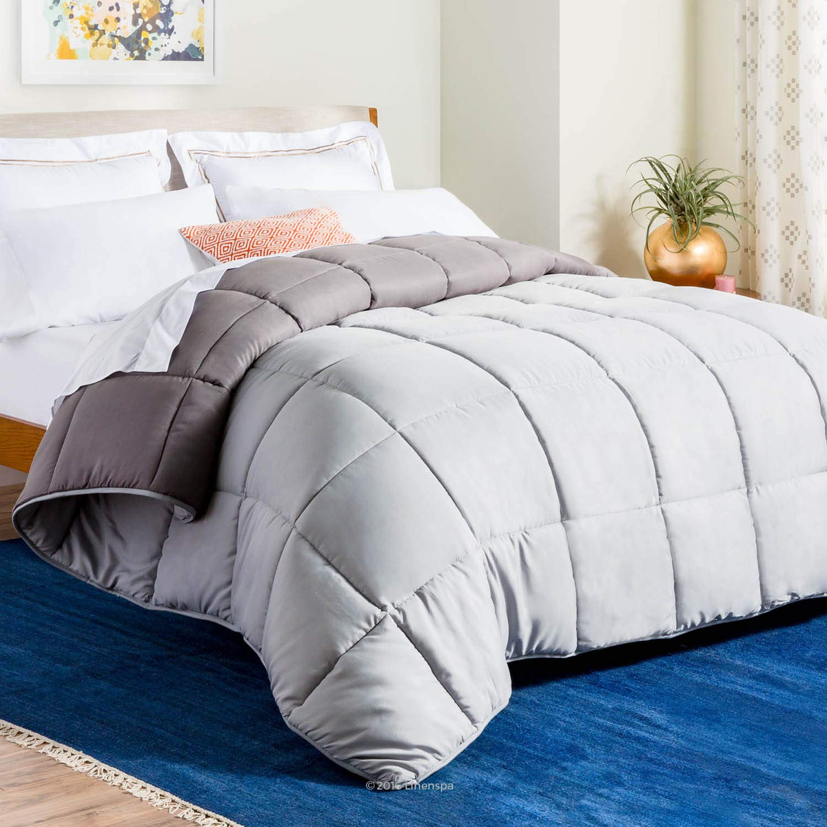 All-Season Down Alternative Comforter, Stone/Charcoal