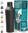 Insulated Cocktail Shaker Set | Double Wall Stainless Steel | Martini Shaker Bar Bartending | Built-in Drink Measure