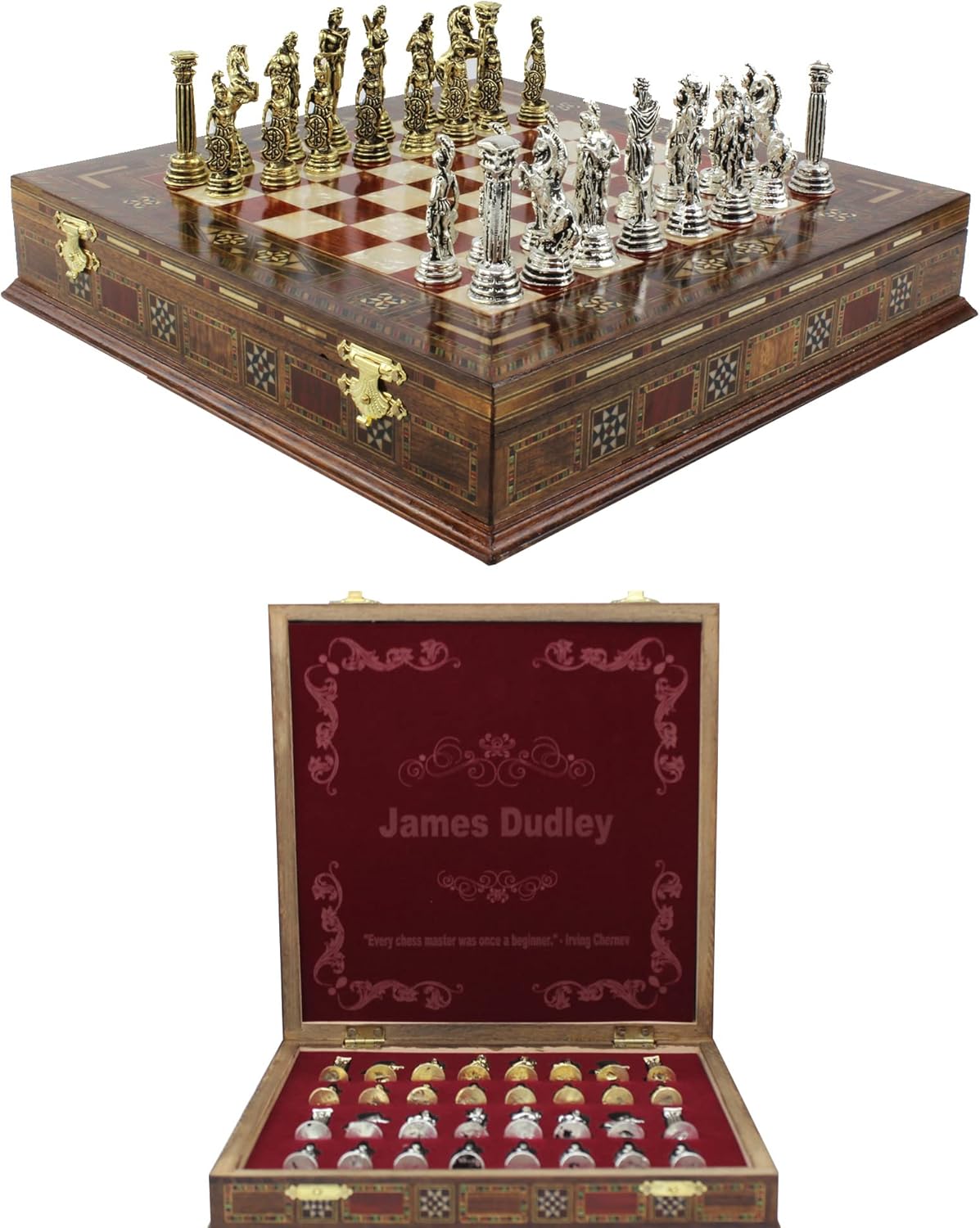 Inches Custom Chess Set - Personalized Chess Set - Gift Idea for Son, Husband, Father and Anyone for Birthday - Set of 32