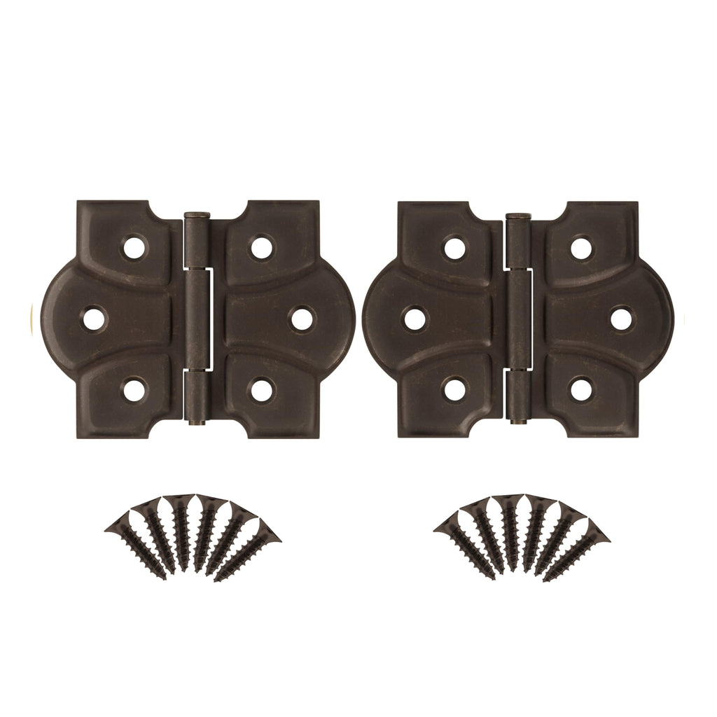 Antique Brass Butterfly Hinges with Removable Pin - Pack of 20 - Surface Mount Cabinet Door Hinges - (10)