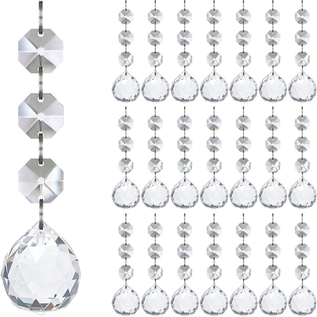 30pk Christmas Crystal Ball Prism Ornaments for Christmas Tree Decorations