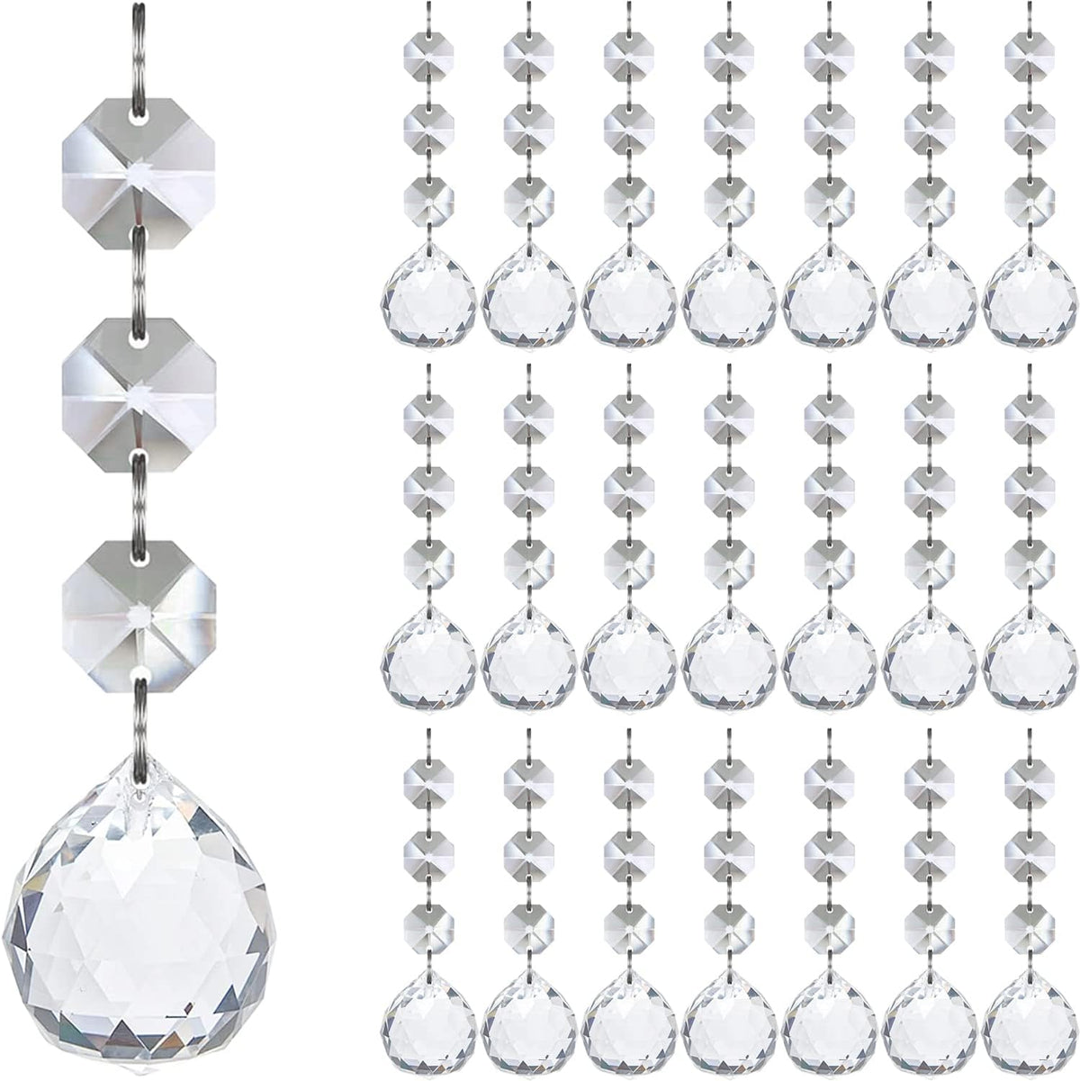 30pk Christmas Crystal Ball Prism Ornaments for Christmas Tree Decorations