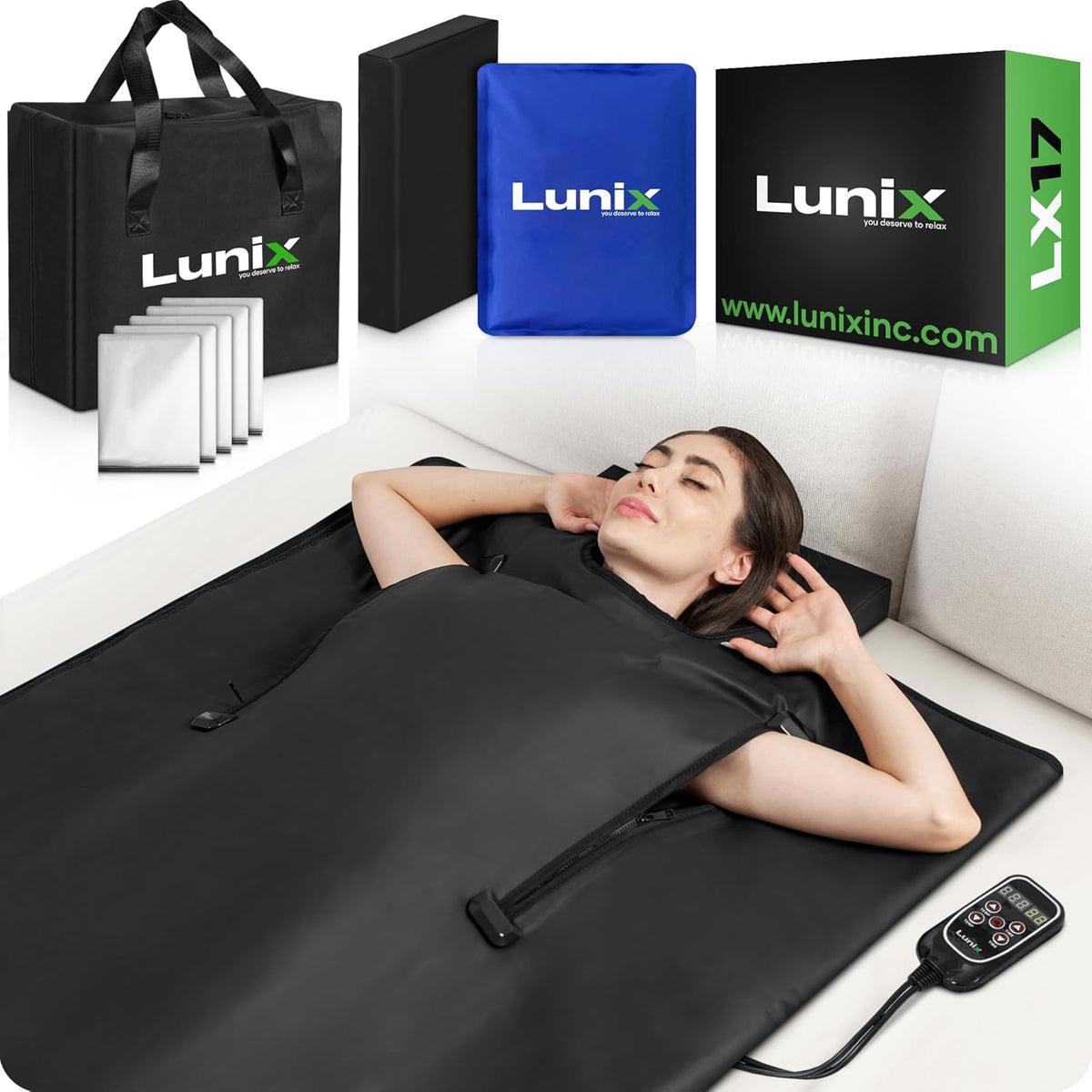LX17 Infrared Sauna Blanket, Portable Sauna Bag for Relaxation, Detox & Stress Relief, Adjustable Heat 77