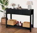 Fluted Console Table, Long Console Tables 48" Vanity Desk, Black Boho Entry Table Narrow Modern Hallway Table Modern