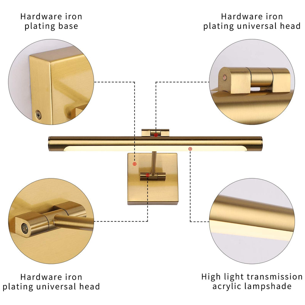 LED Picture Light Fixtures 16.54 Inches, Modern Metal Artwork Wall Lamps with Single Swing Arm, 7W (50W Eqv.)