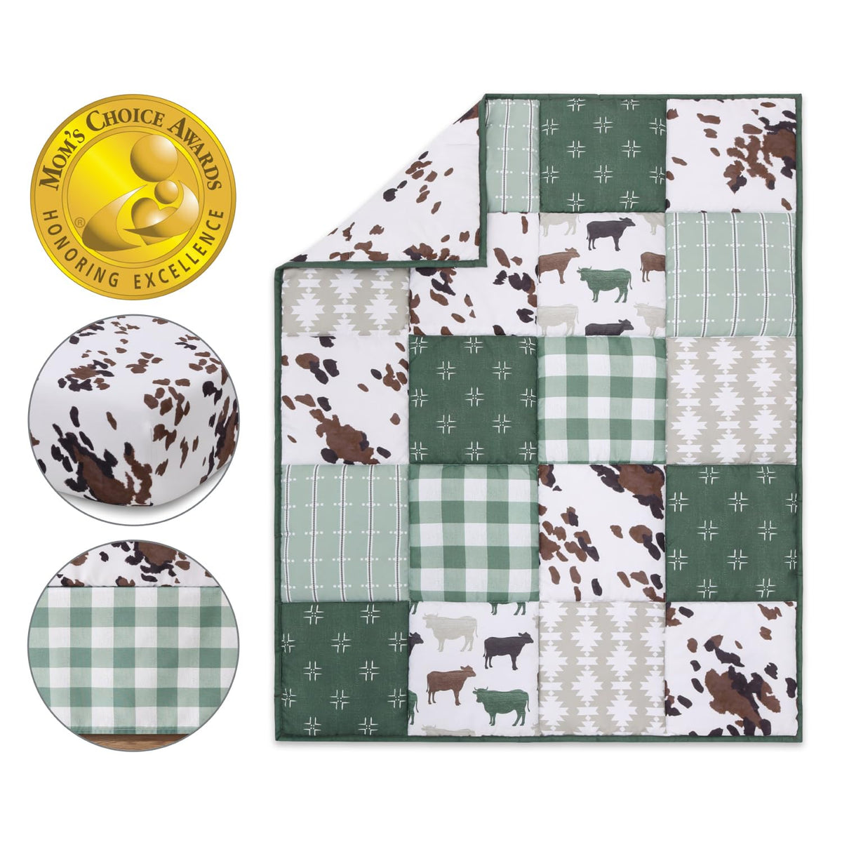 3 Piece Baby Crib Bedding Set for Boys & Girls - Newborn, Infant & Toddler Nursery Bed Set Decor with Fitted Crib