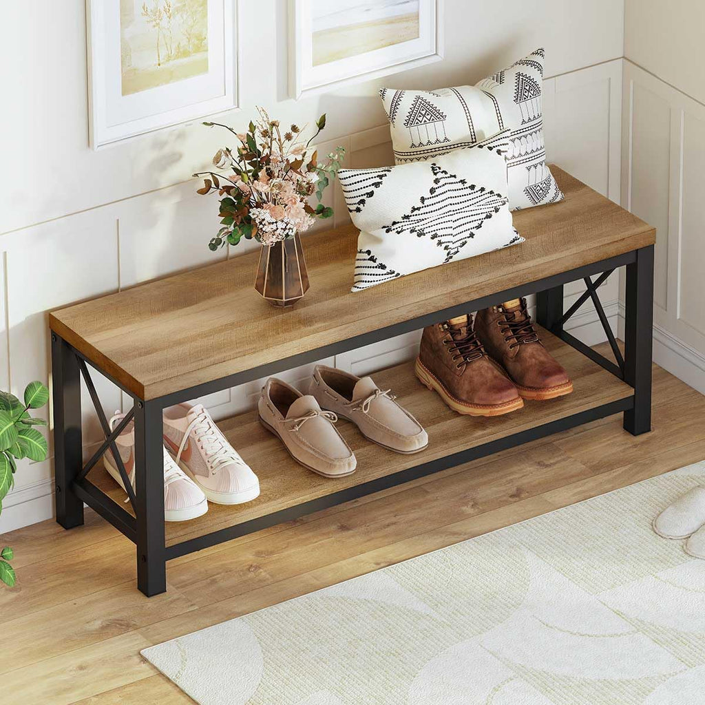 Entryway Shoe Bench for Mudroom, Farmhouse Bench with Storage