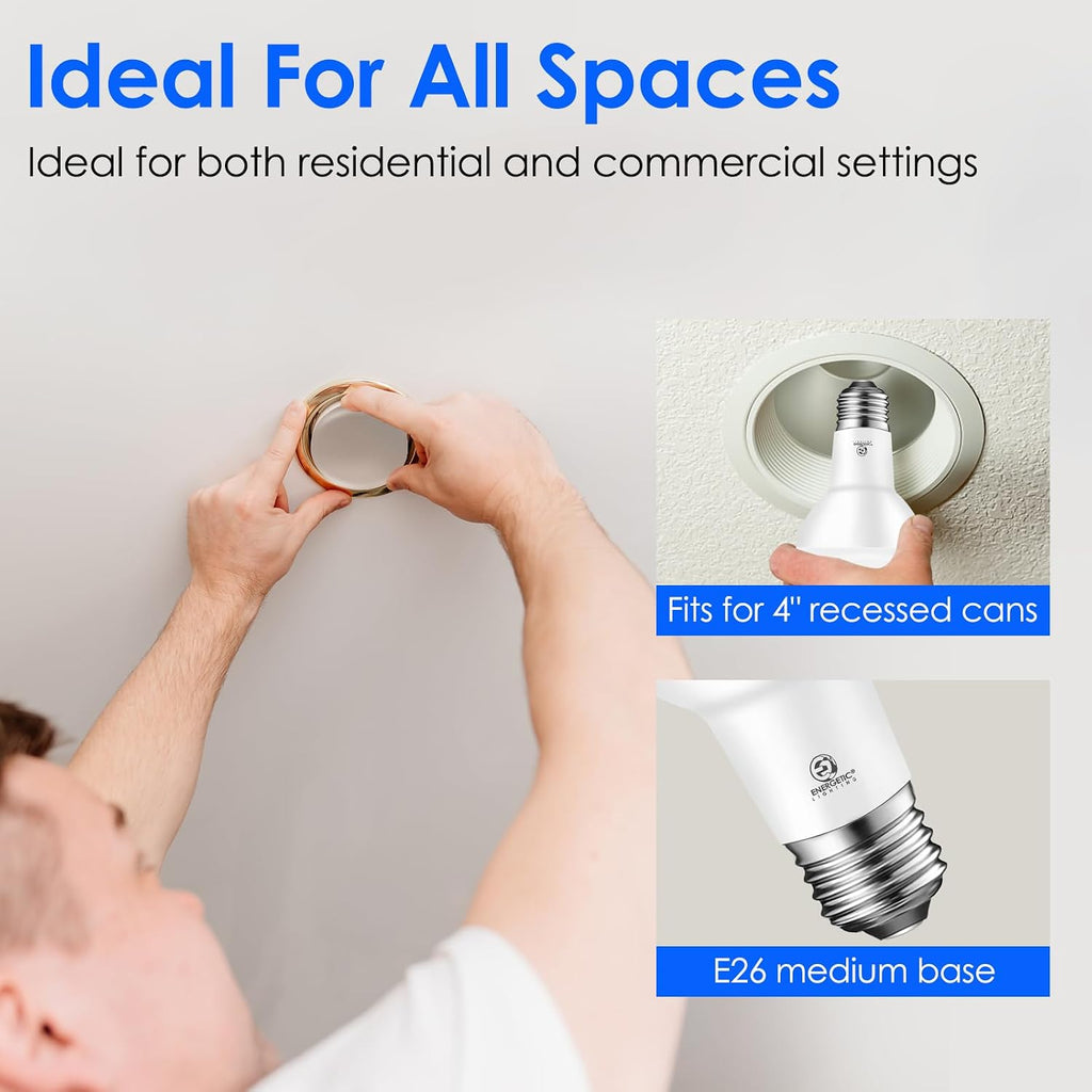 Energetic 10-Pack BR20 LED Bulb 3000K Warm White 6.5W=45W, 500 Lumen
