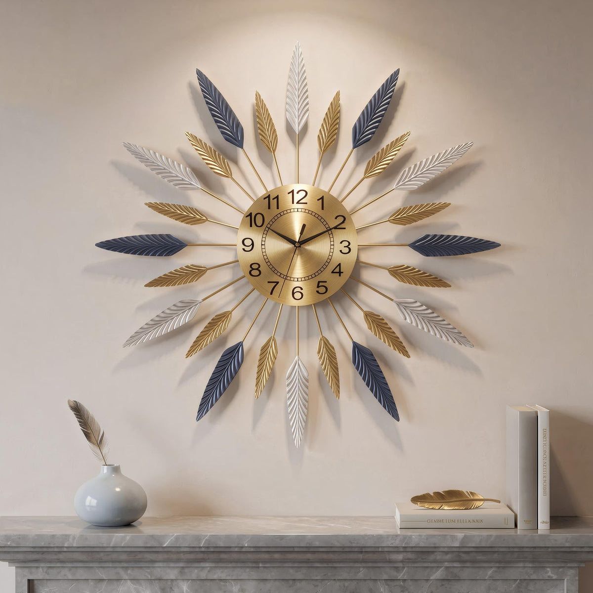 Inspired Nelson Style 30 Inch Large Wall Clock Gold Mid Century Modern Sunburst Wall Clock