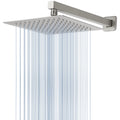 All Metal Shower Head with Extension Arm, Stainless Steel Waterfall Rainfall Showerheads, High Flow Bathroom Square