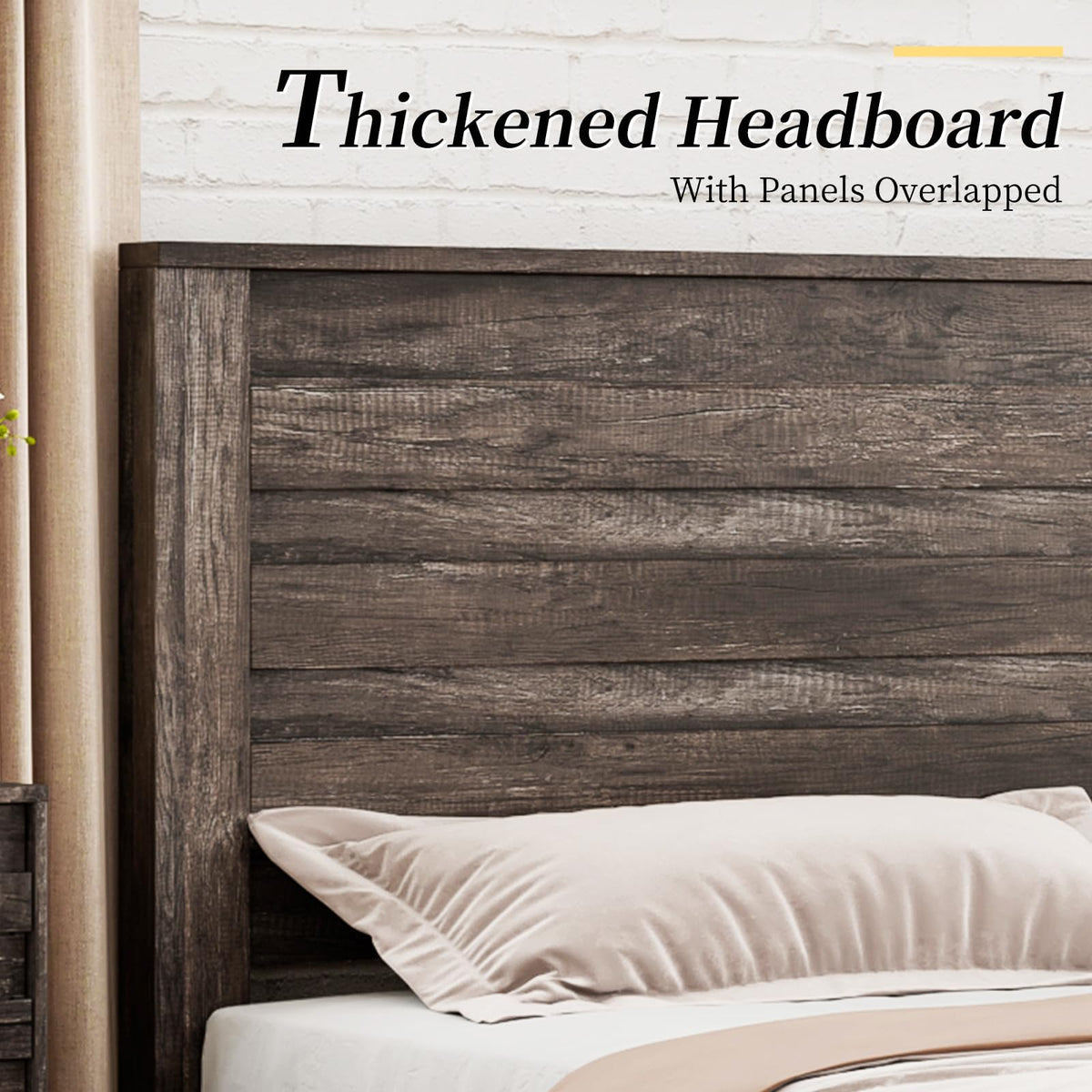 Farmhouse Bed Frame with 49" Tall Headboard
