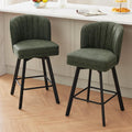 Swivel Counter Height Bar Stools Set of 2, 26'' Modern Barstools with Backs and Metal Legs, Upholstered Bar Chairs