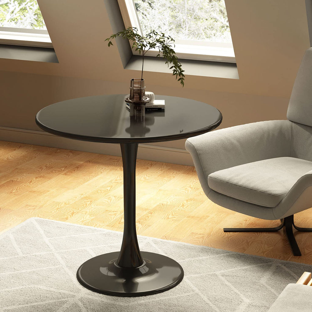 Inspired Saarinen Style Modern Black Round Dining Table 31.5 inch, Black Tulip Round Table for Two People, Mid Century Round Coffee Table