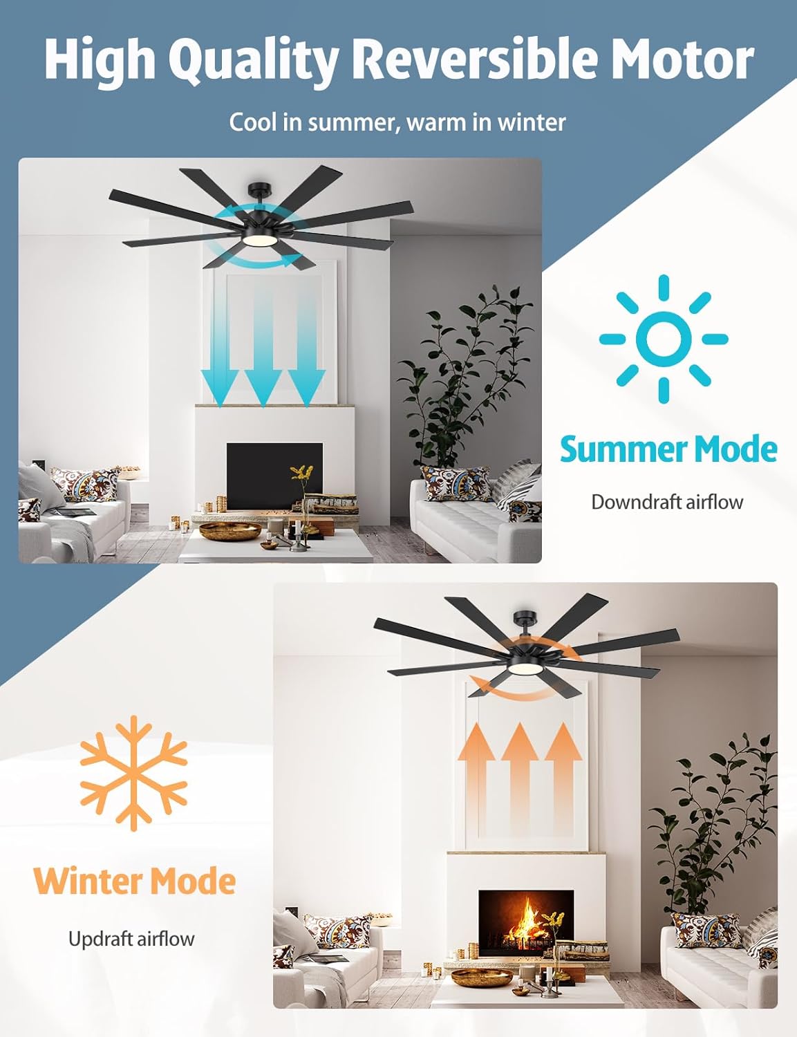 62" Ceiling Fan with LED Light and Remote - Brown and Black