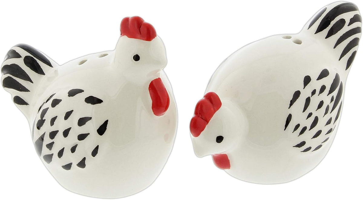 Cute Ceramic Farmhouse Salt & Pepper Shaker Set- Farm Chickens (Chickens) - Set of 2