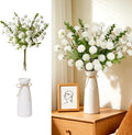 Artificial Flowers with White Ceramic Vase Included,Vase with Flowers - Set of 12