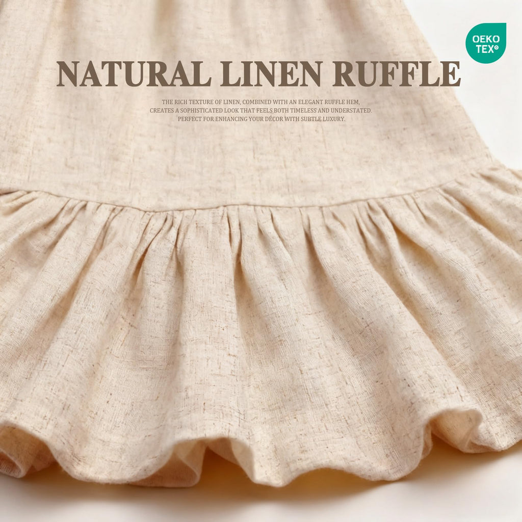 Farmhouse Ruffle Linen Beige 72" W x 72" L