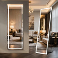 64" x 21" Full Length LED Floor Mirror - Big Wall/Standing Mirror with Lights, Dimmable Touch Screen & Adjustable