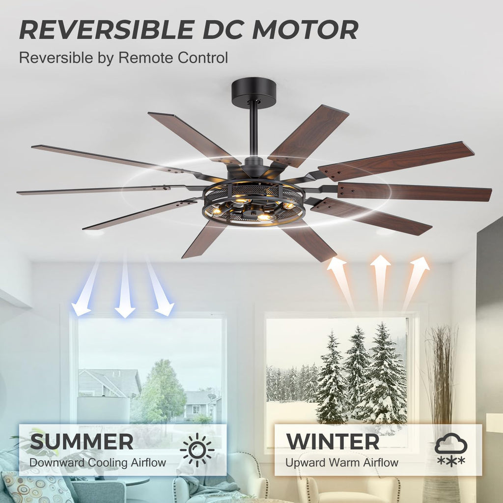 60" Caged Ceiling Fan with Light & Remote