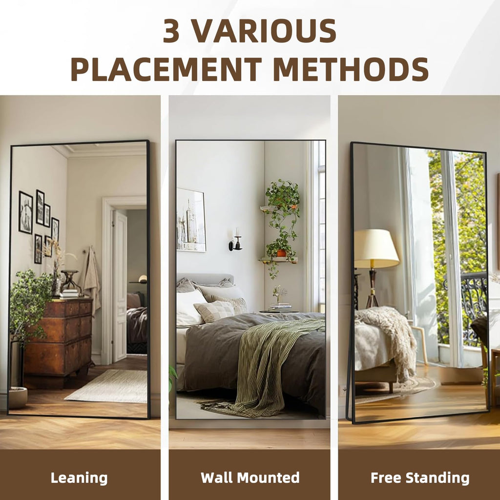 71"x32" Full Length Mirror, Black Floor Mirror