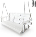 Wooden Porch Swing 3-Seater, High Backrest and Deep Seat, Bench Swing with Cupholders, Hanging Chains and 7mm