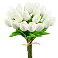 20 Stems Pure White Artificial Tulip Flowers Centerpieces