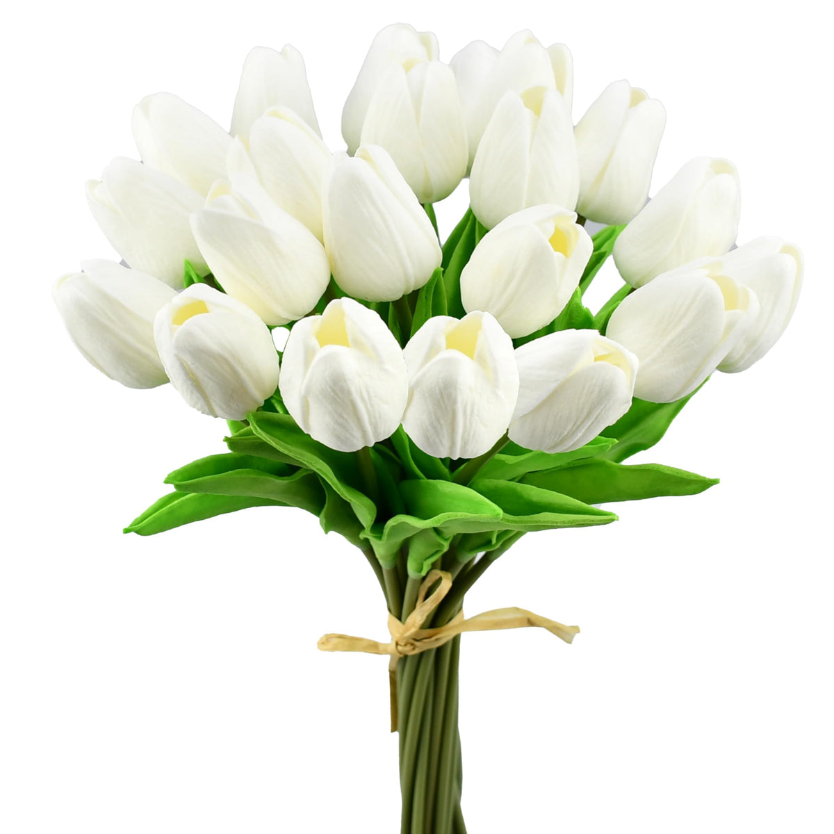 20 Stems Pure White Artificial Tulip Flowers Centerpieces