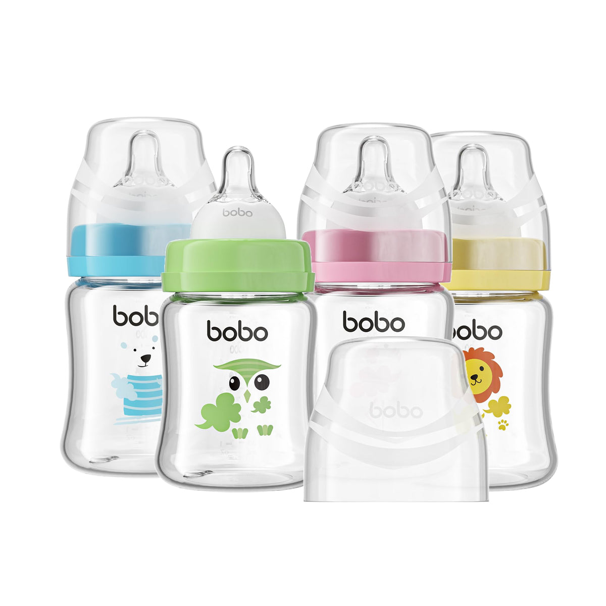 Glass Baby Bottles with Slow Flow Nipple, Newborn Anti-Colic Baby Bottles for 0+ Months, Wide Neck Feeding Bottle