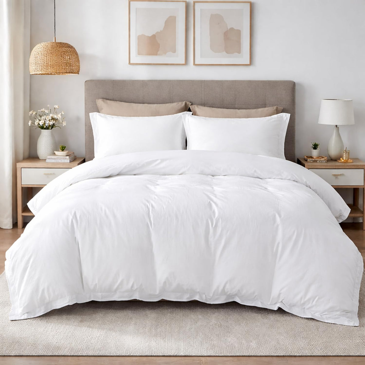 Hotel Luxury 104 x 98 Size Duvet Cover Set - 100% Egyptian Cotton, Soft & Breathable Bedding, Zipper