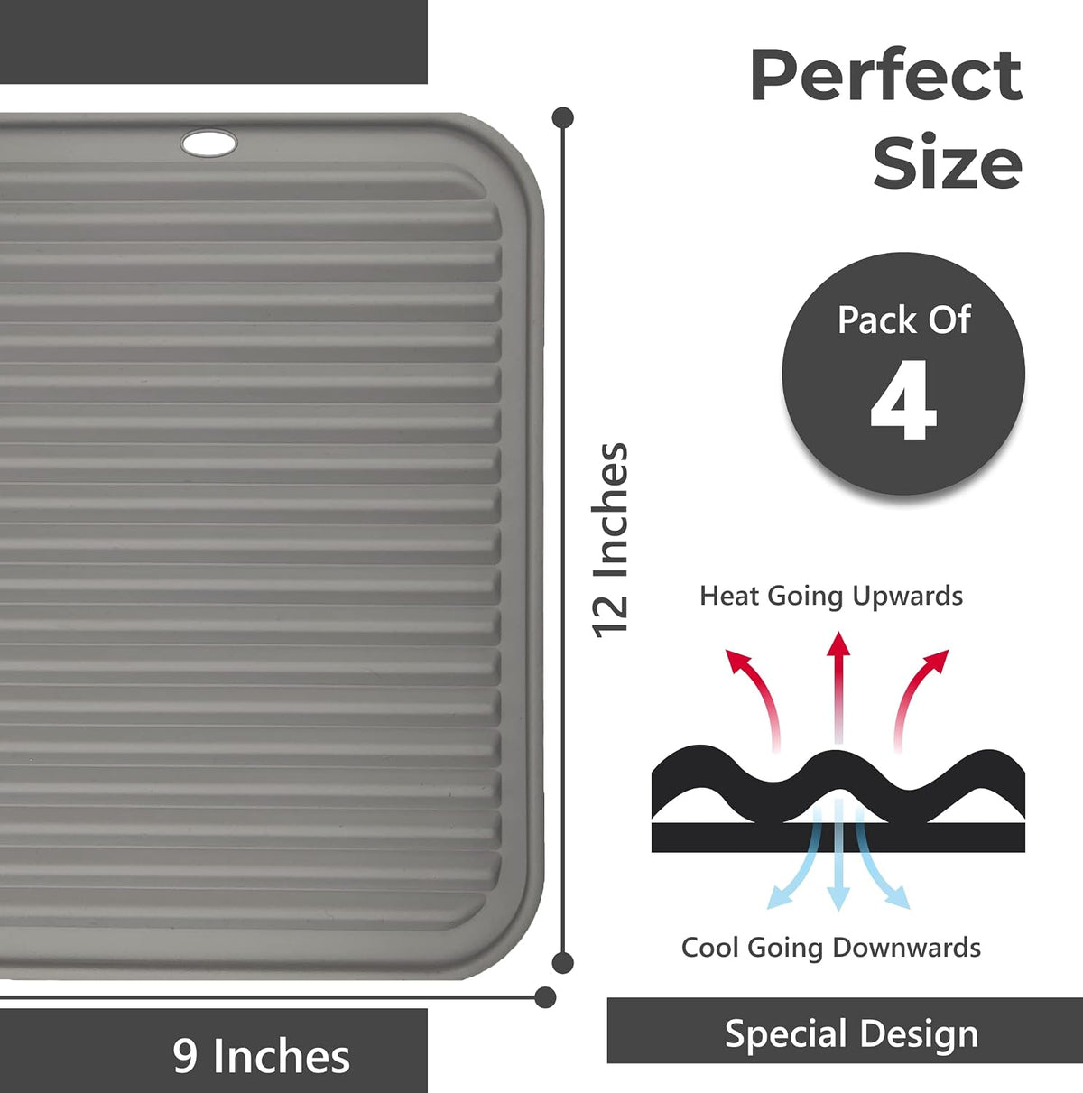 Silicone Trivets for Hot Dishes, Pots, Pans (4 Pack) - Heat-Resistant Pot Holders Countertop Mats - Silicone Trivet - Set of 4