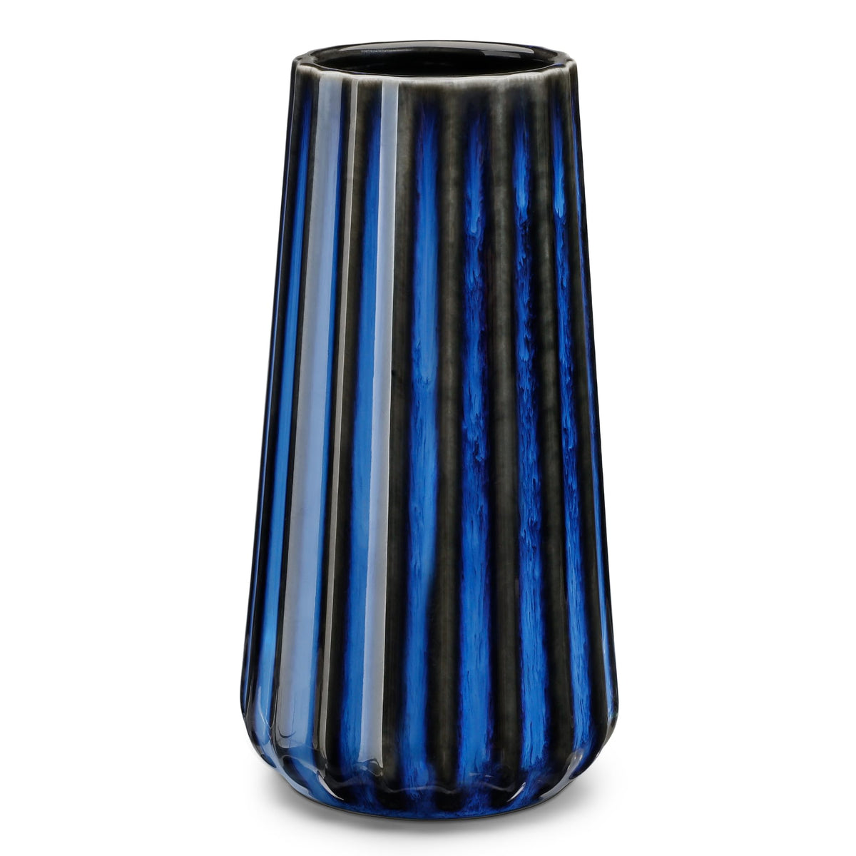 Ceramic Vase, 7.8 Inch Modern Ribbed Glossy Decorative Vase, Flower vase Decor, Living Room, Bedroom, Office Decor