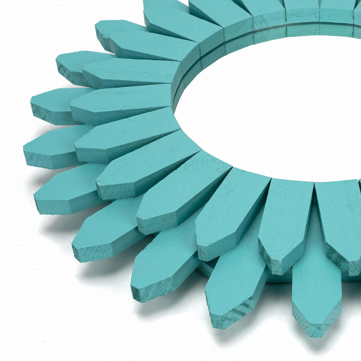 Beach Wall Decor Mirror 21 inch Wood Coastal Wall Decor Sunburst Boho Home Decor Room Decor Living Room Entryway Cyan