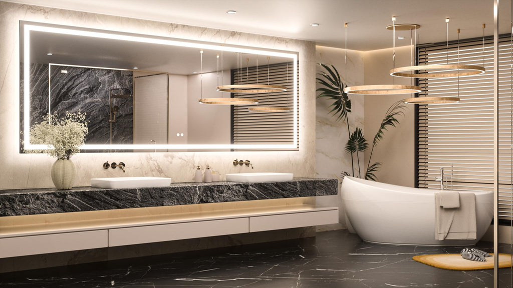 96x36 Inch LED Bathroom Mirror with Lights, Fast & Safe Defogging