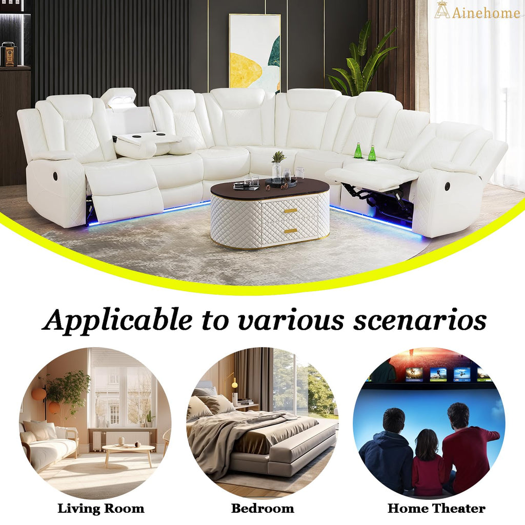 Power Recliner Sofa Set Sectional Couches with LED Light