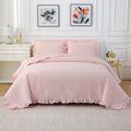 Blush White Ruffle Gingham Quilted Bedspread Set