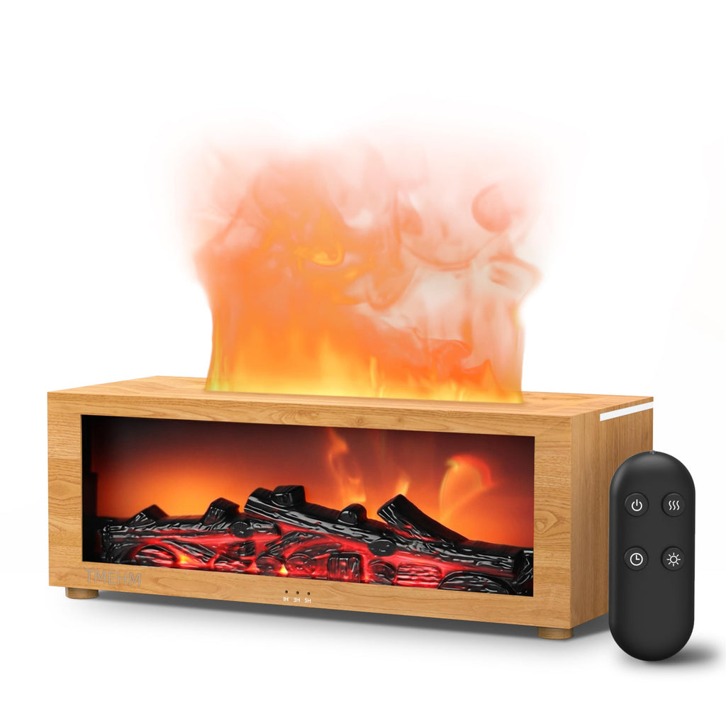 Essential Oil Diffuser Humidifier with Fireplace Flame Effect