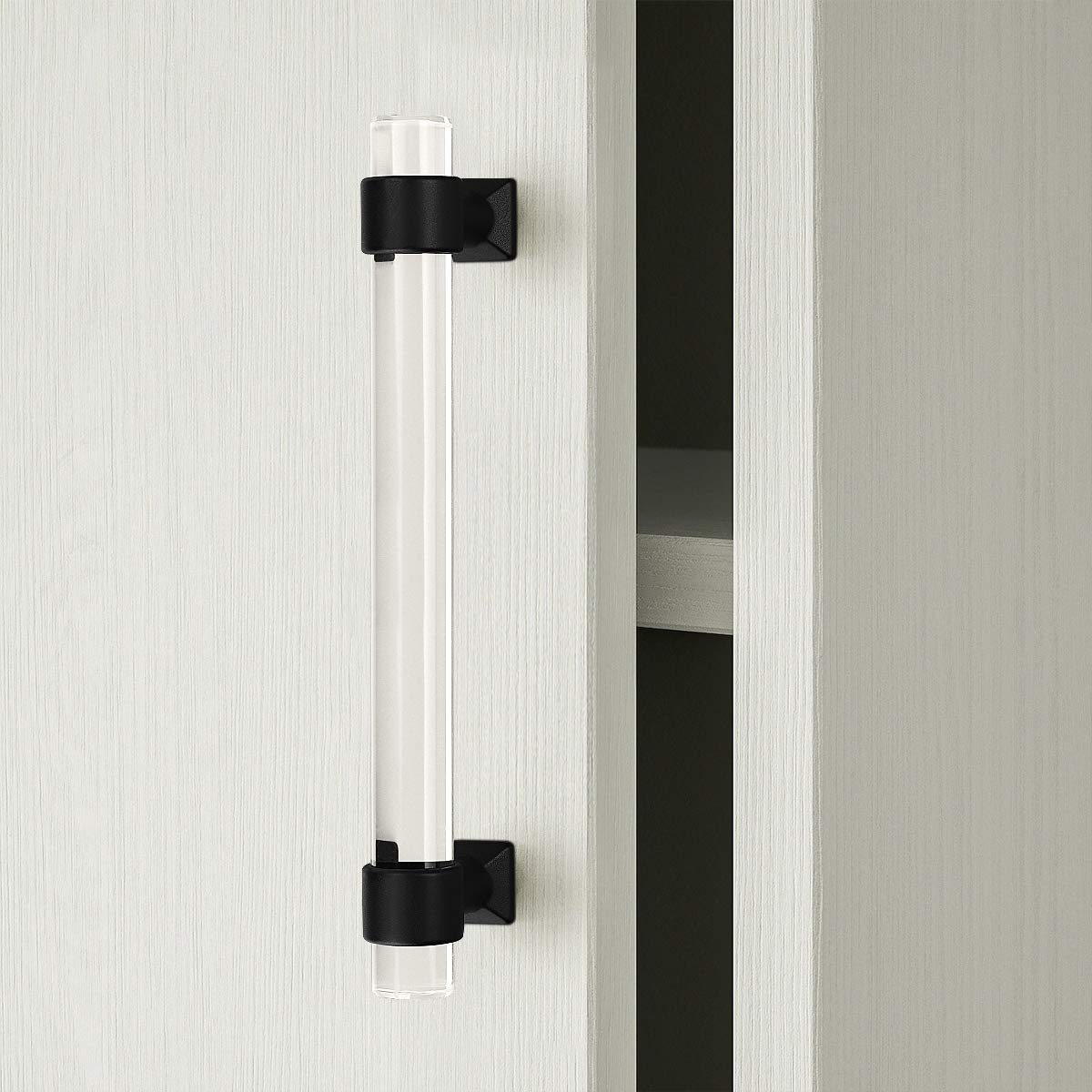 10 Pack Acrylic Cabinet Pulls 5 Inch Hole Center Kichen Cabinet Handles Black Matte Lucite Drawer Pulls Morden T Bar