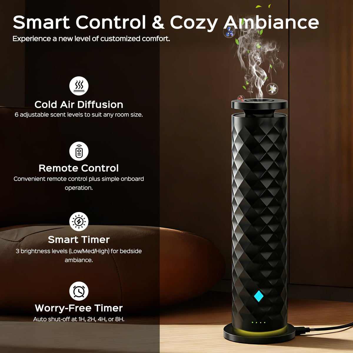 Waterless Cold Air Scent Diffuser Starter Kit with 5 Oils