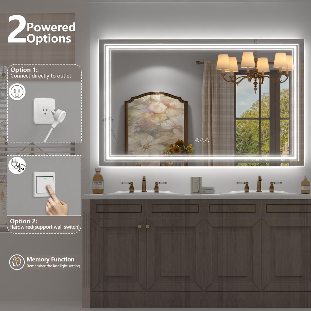 55x30 LED Bathroom Mirror for Wall