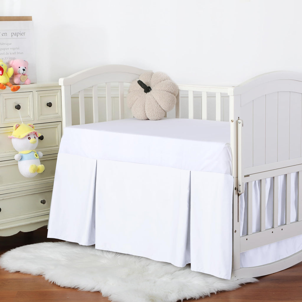 Crib Skirt Dust Ruffle, 100% Egyptian Cotton 400 Thread Count Soft Breathable Crib Bedding Skirt for Baby, Boys and