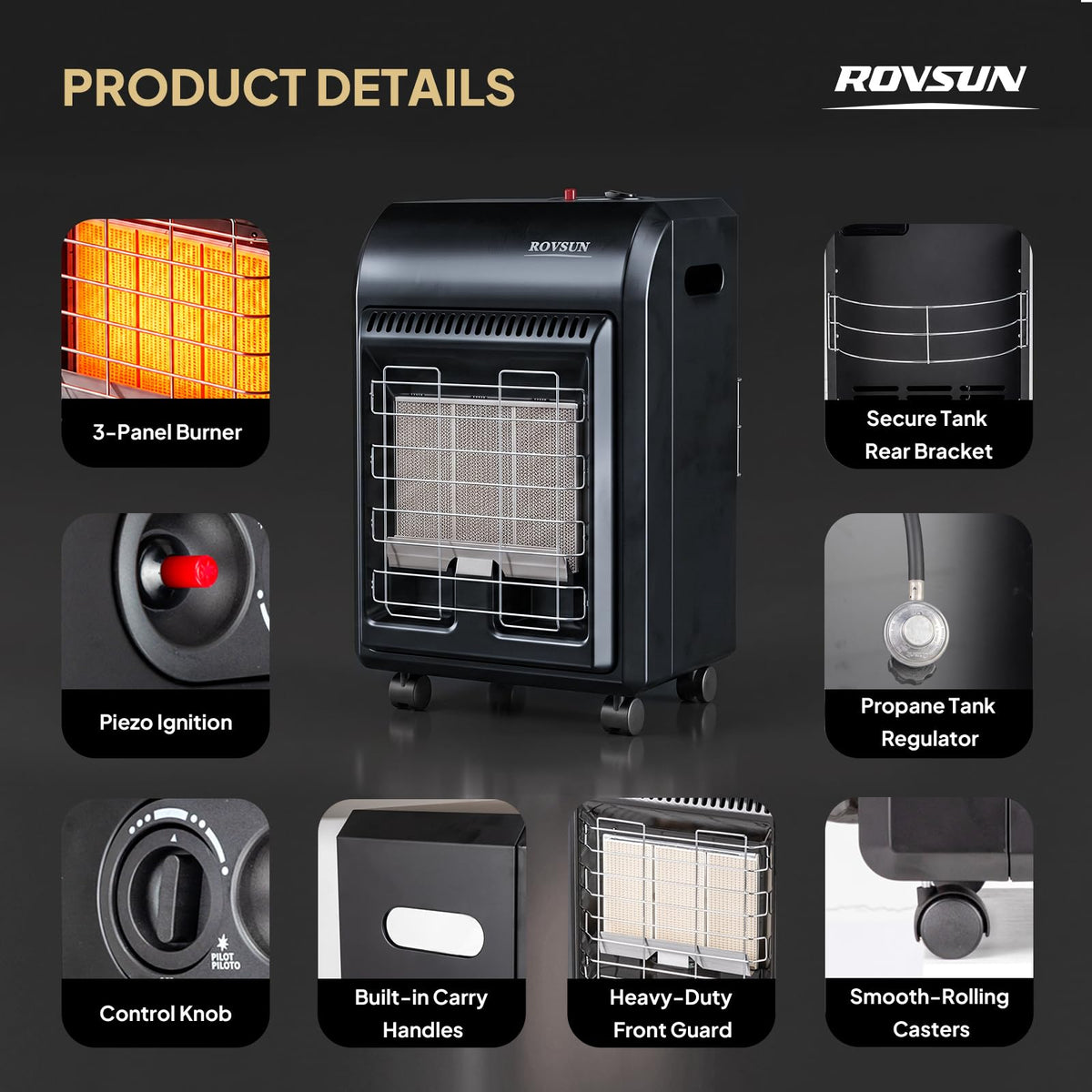 BTU Portable Propane Heater for Indoor & Outdoor Use with ODS
