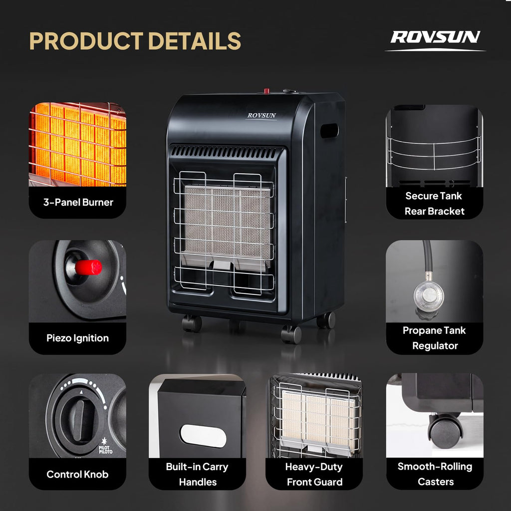 BTU Portable Propane Heater for Indoor & Outdoor Use with ODS