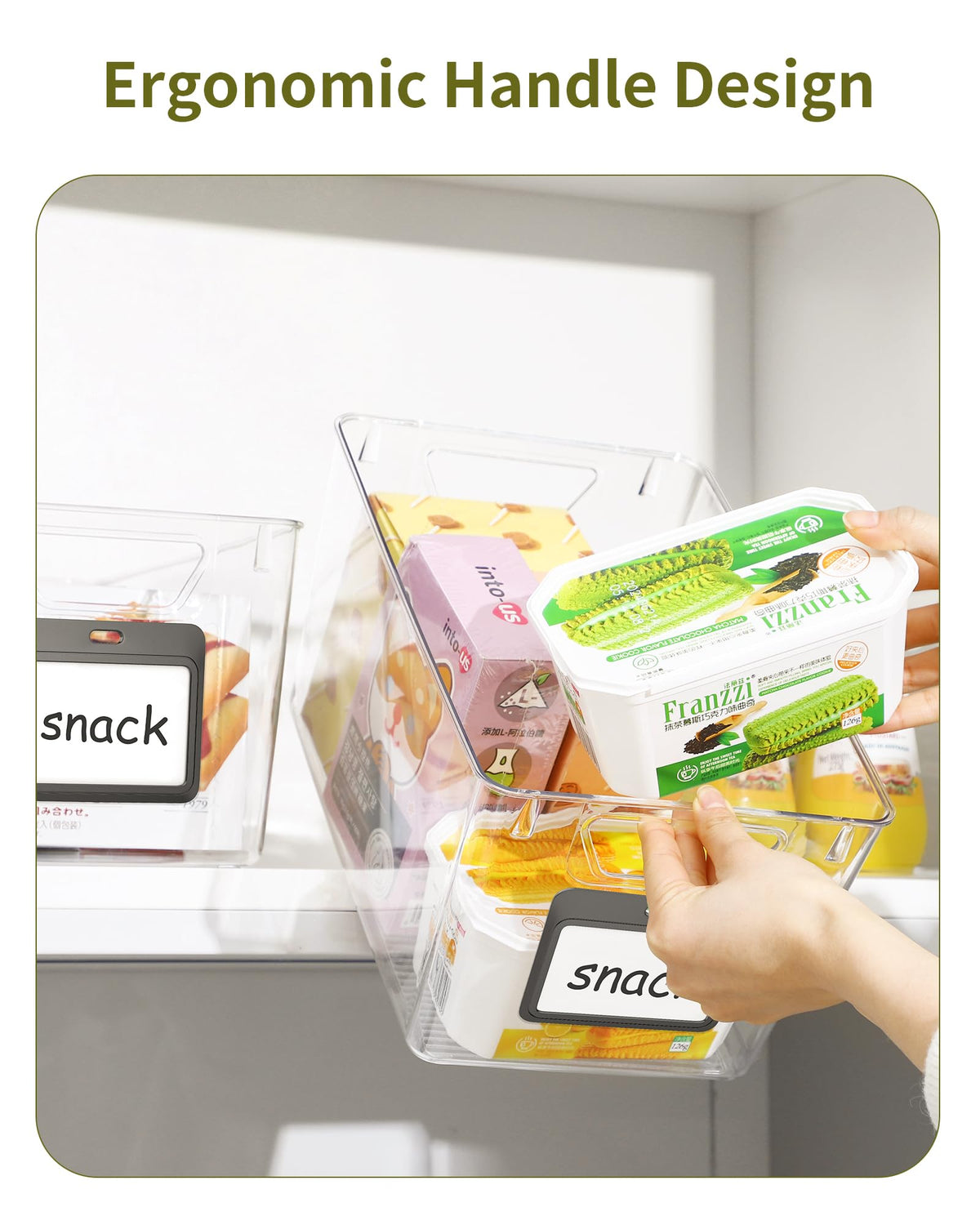 Clear Fridge Organizers and Storage Bins Container with Labels